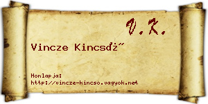 Vincze Kincső névjegykártya